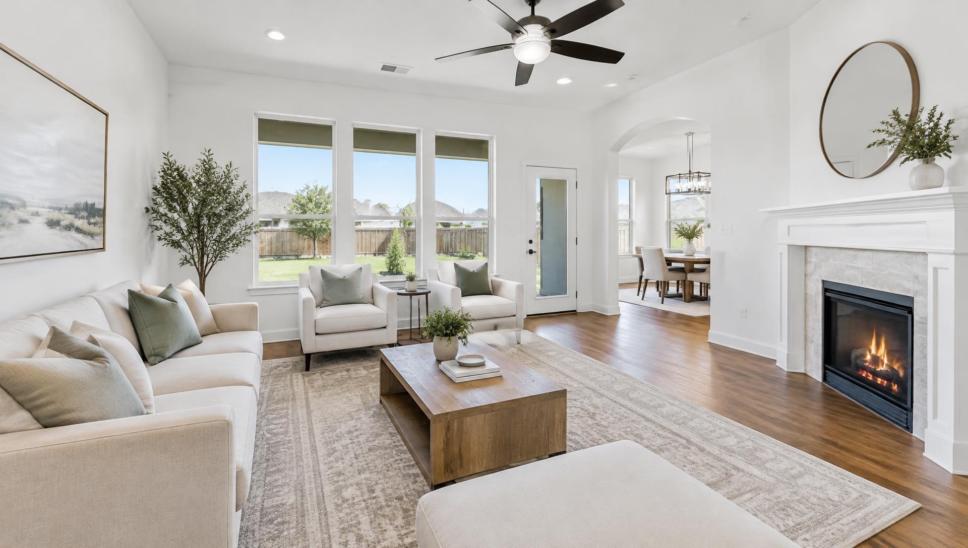 Bright, freshly painted residential living room